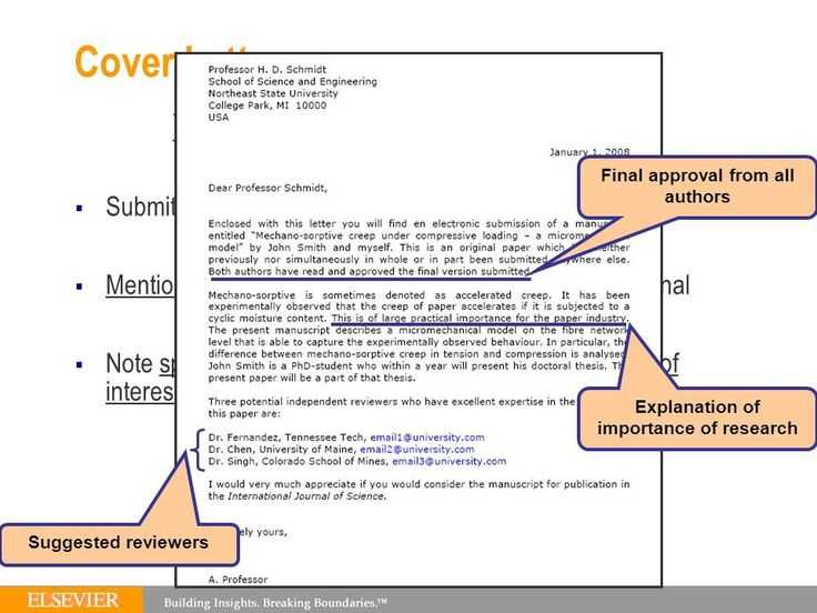 elsevier cover letter template