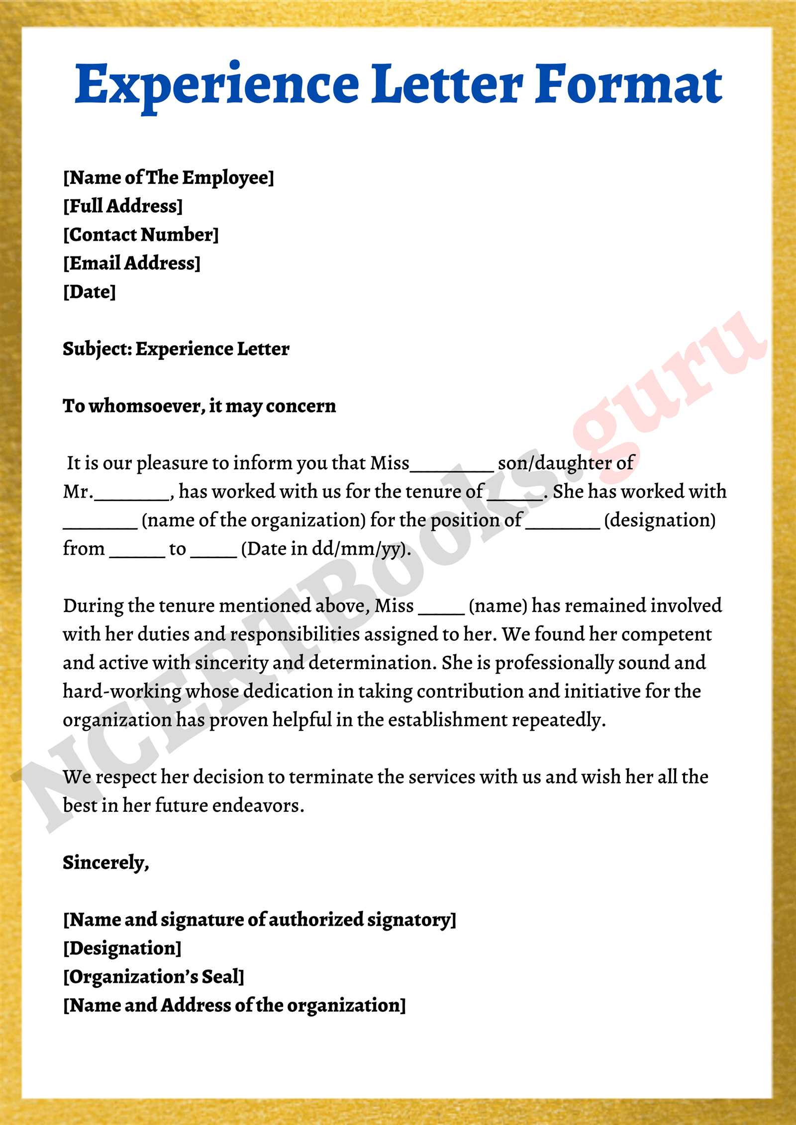 employee experience letter template