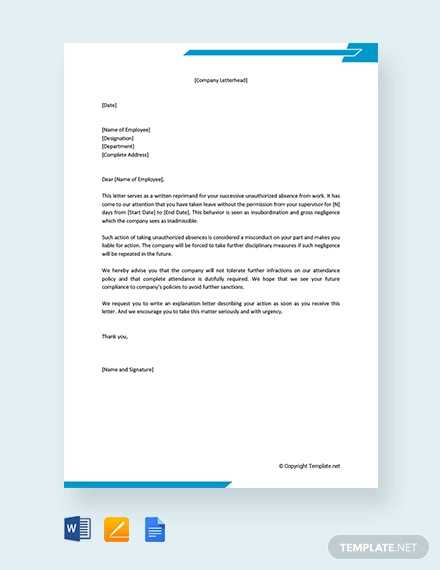 employee reprimand letter template