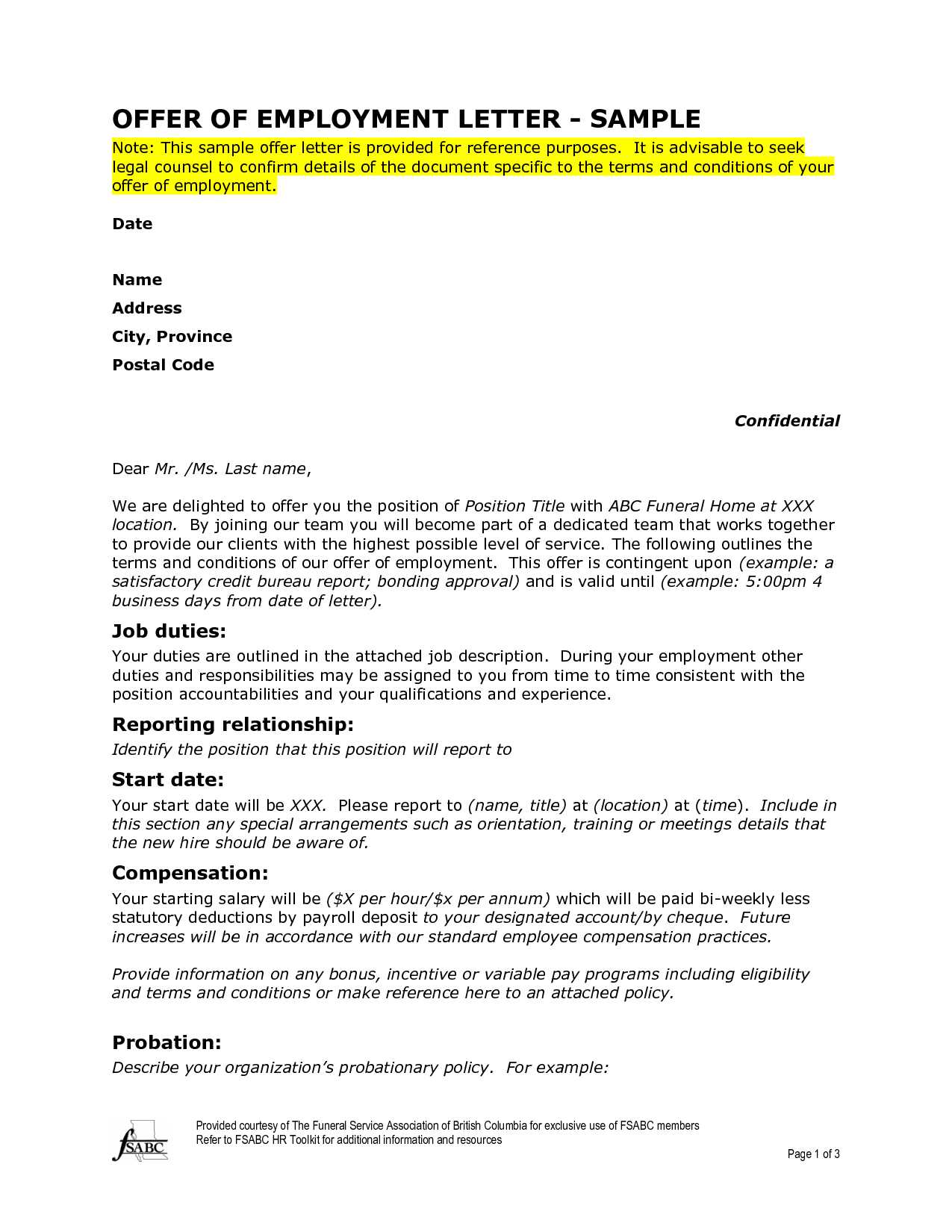 employment offer letter template uk