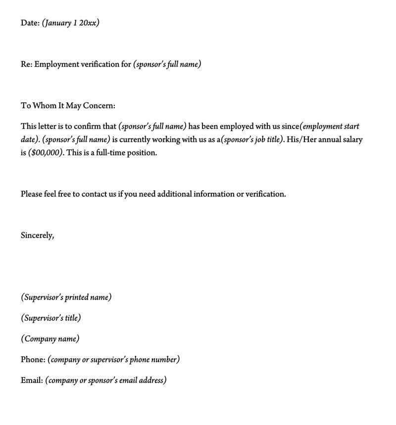 employment verification letter template for apartment