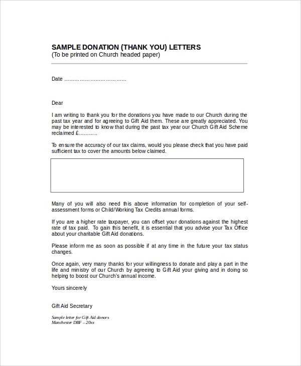 church donation thank you letter template