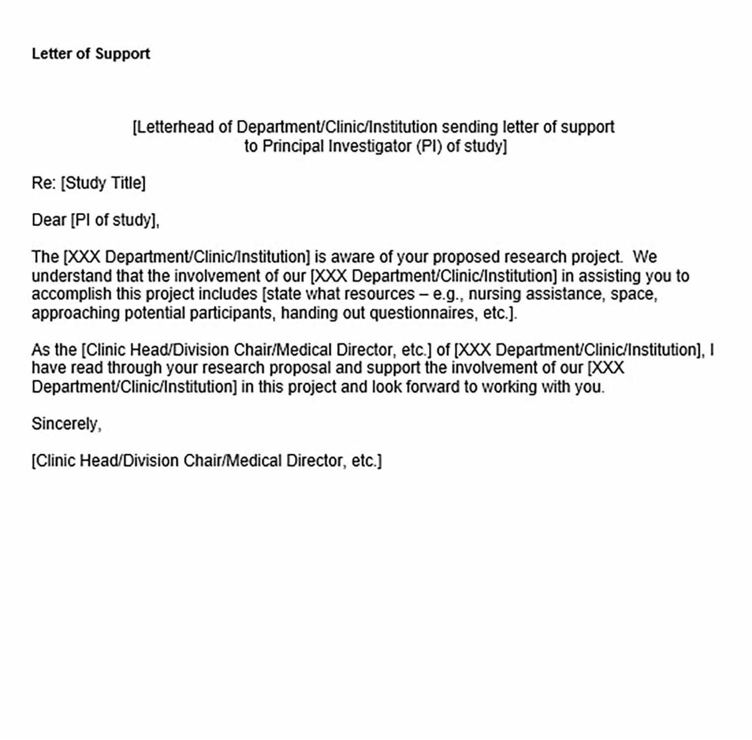 template letter of support