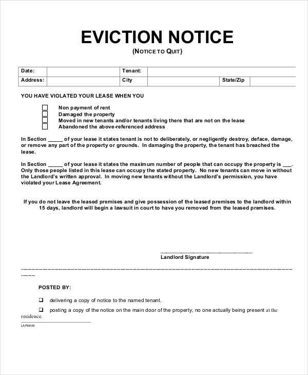 eviction letter template word