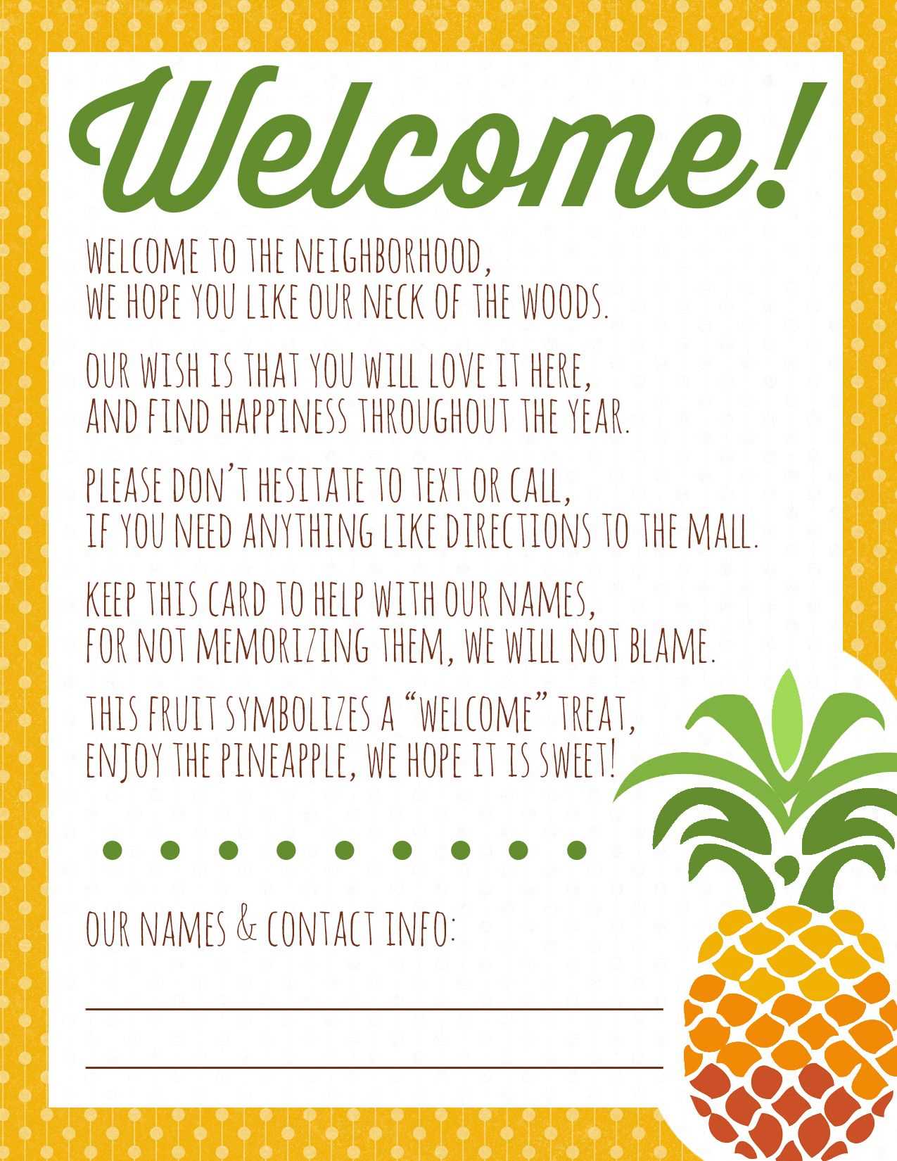 welcome to the neighborhood letter template