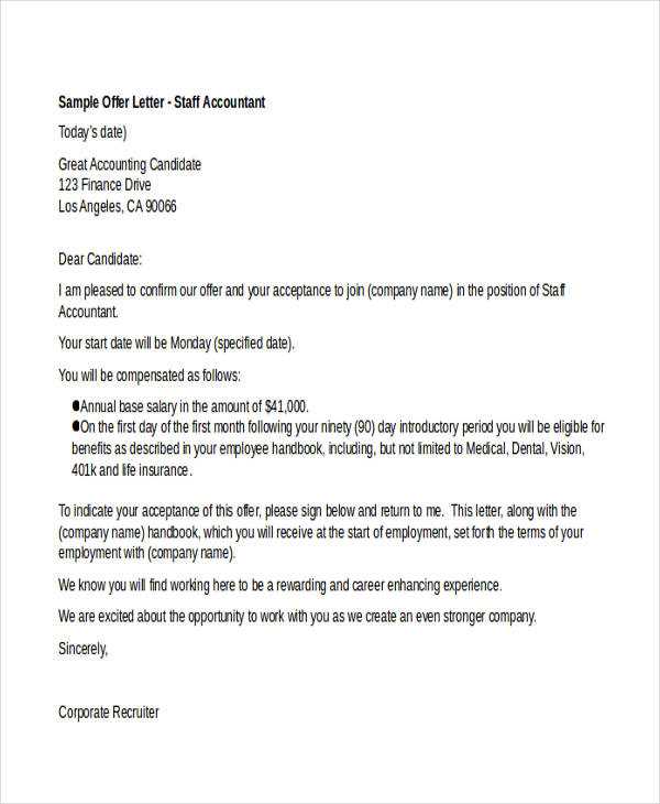 executive job offer letter template