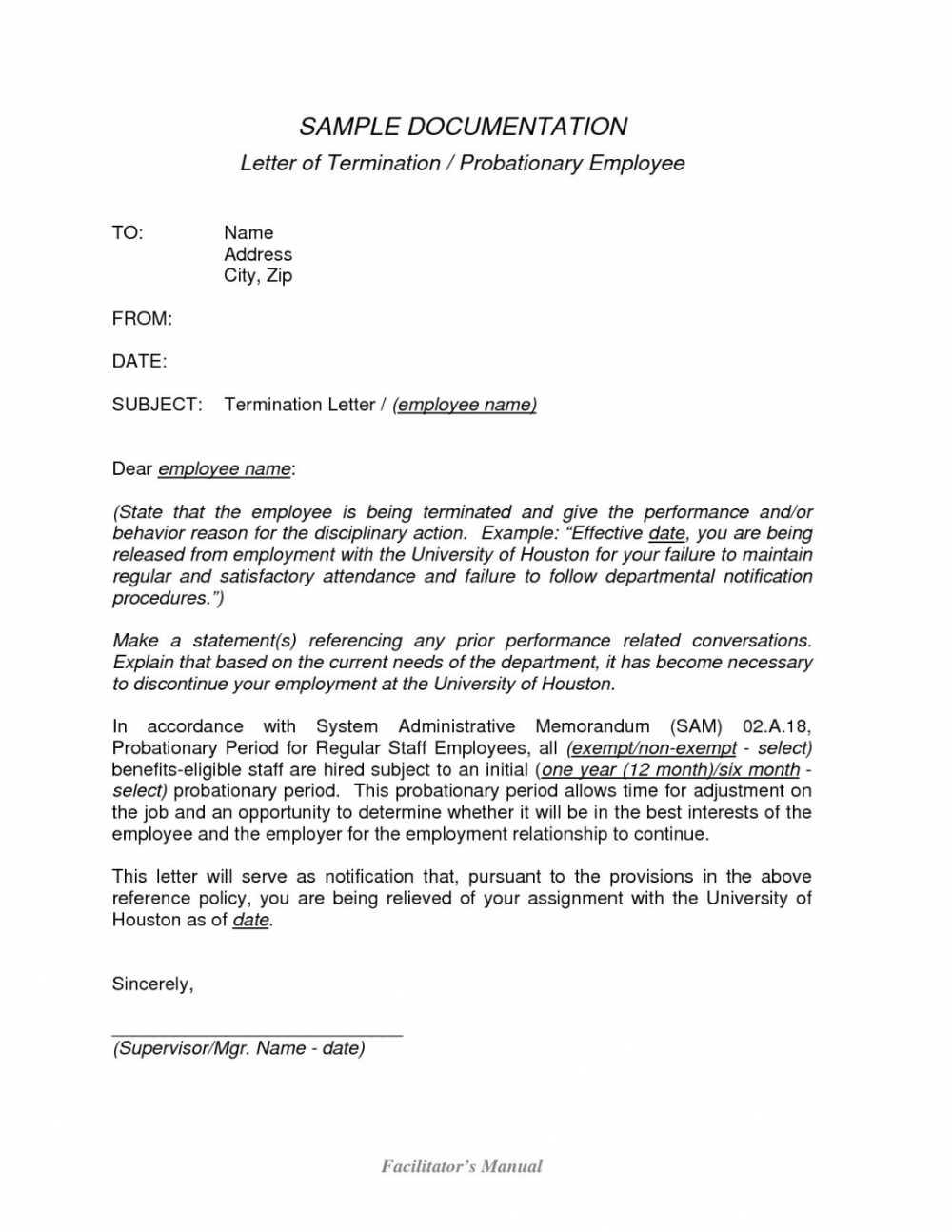 extension of probation period letter template