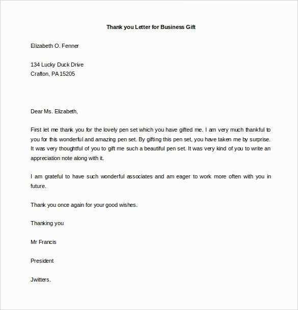 template for business thank you letter