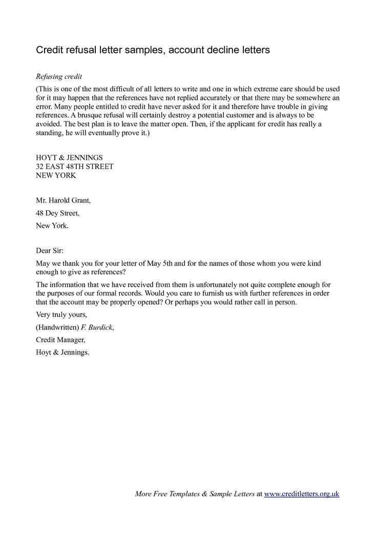 loan decline letter template