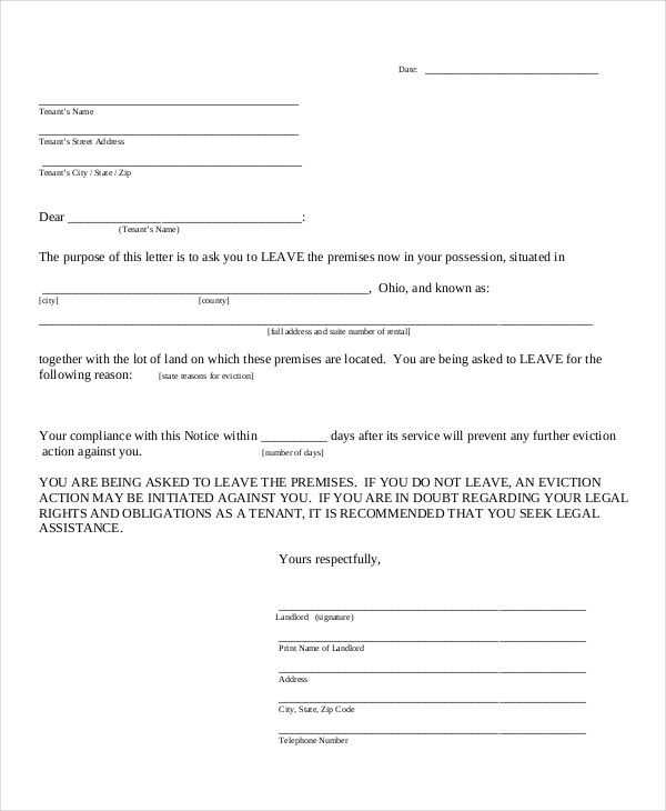 family eviction letter template