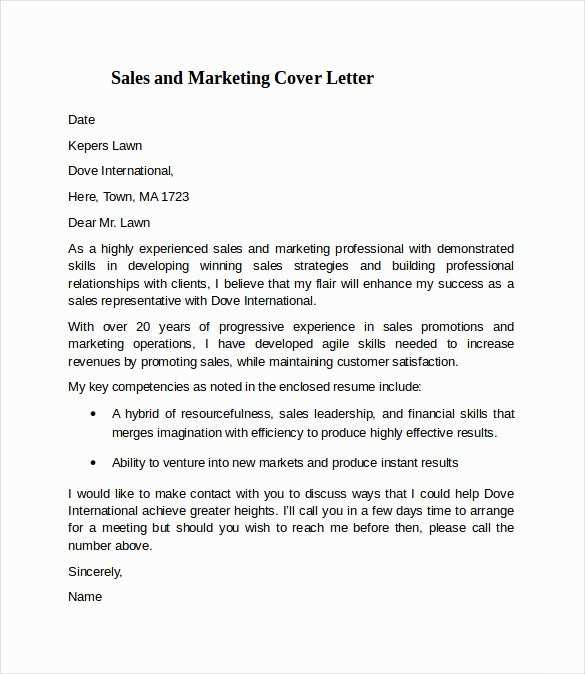 cover letter template for sales representative