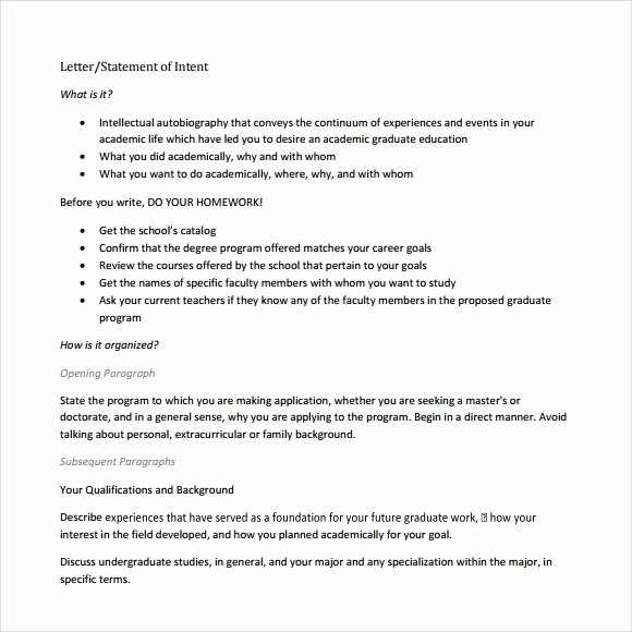 letter of intent for graduate school template