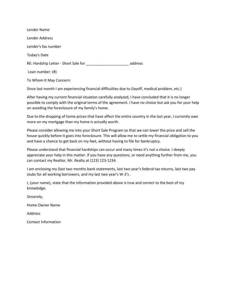 financial hardship letter to creditors template