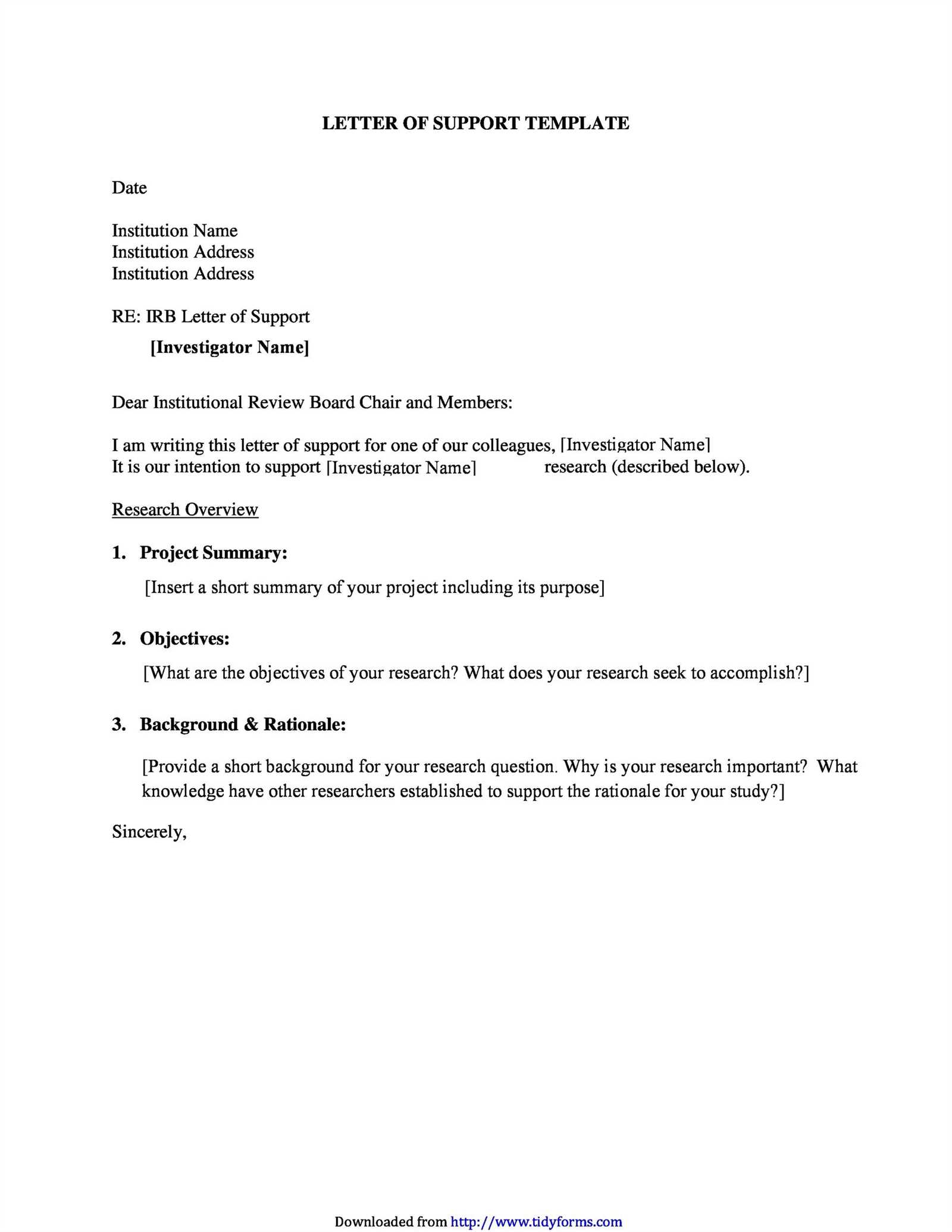 financial letter of support template