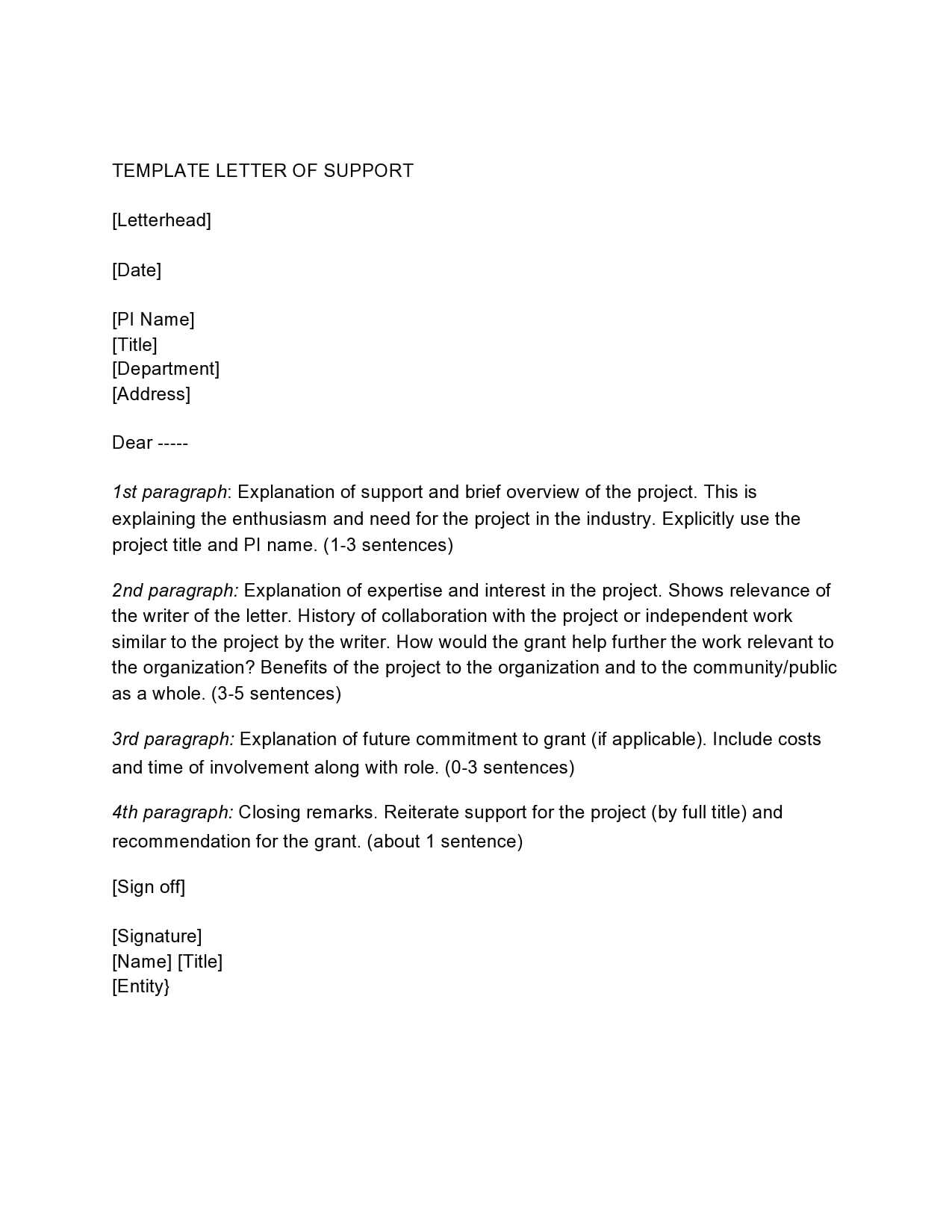 housing letter of support template