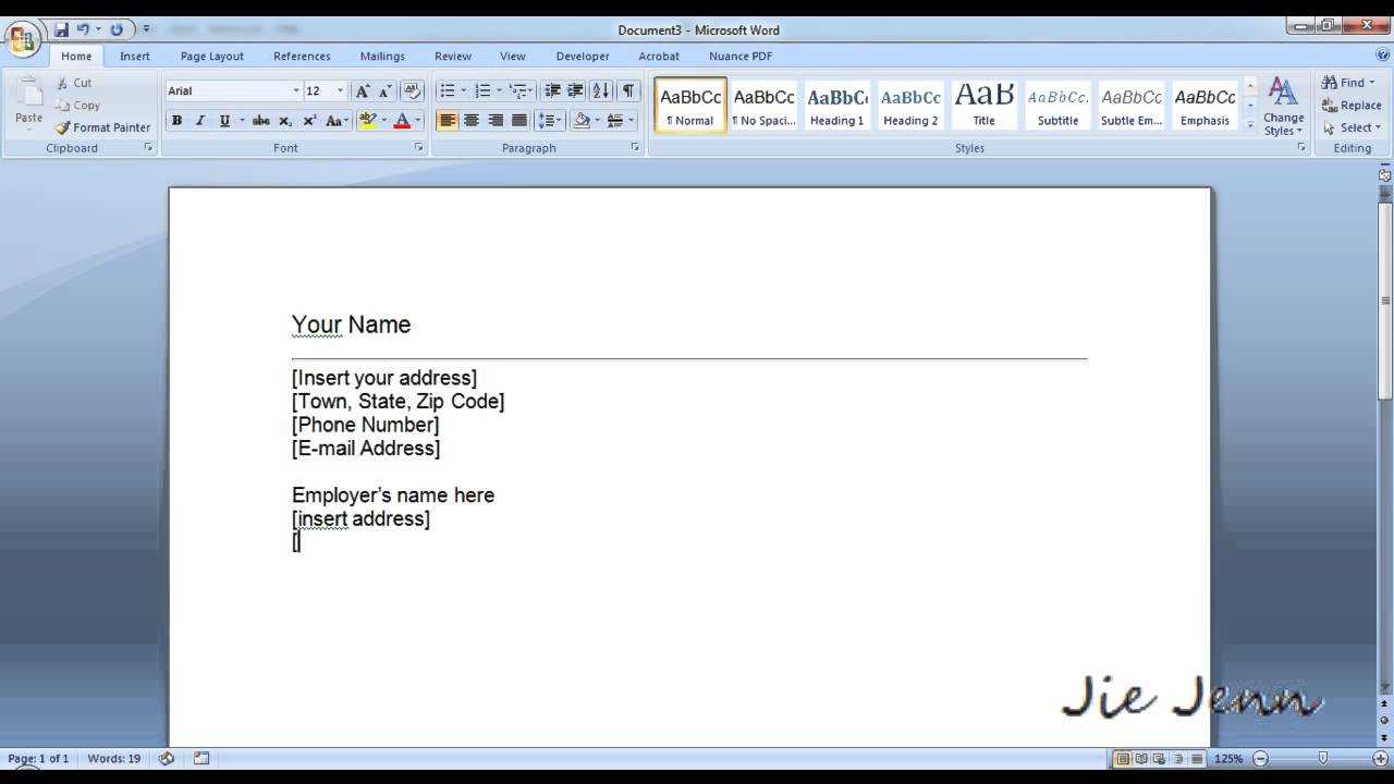 microsoft word form letter template