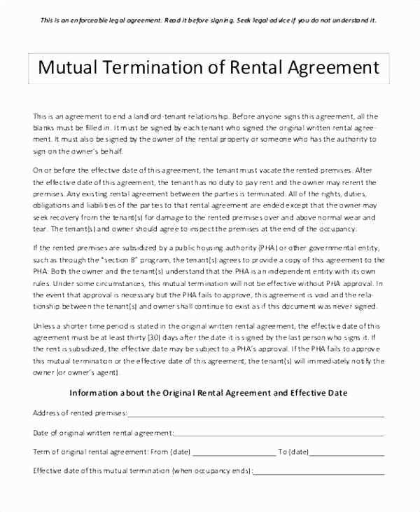 mutual termination of contract letter template