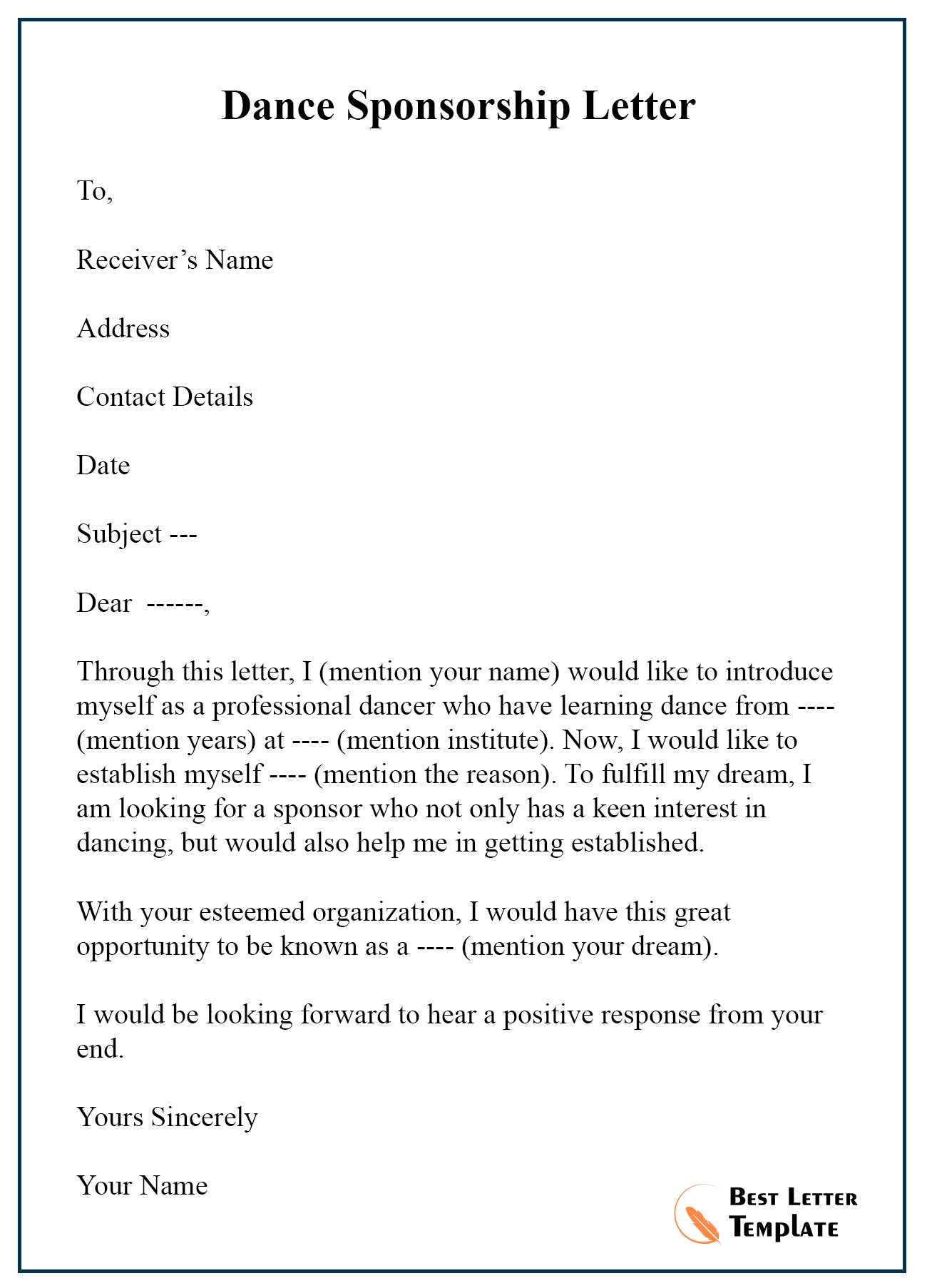 personal sponsorship letter template