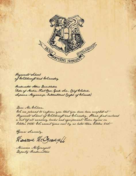 acceptance letter from hogwarts template