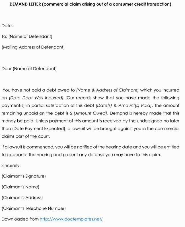 demand letter template small claims