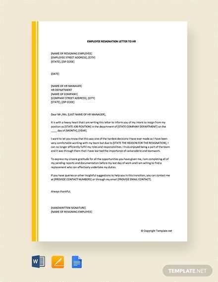 resignation letter template google docs