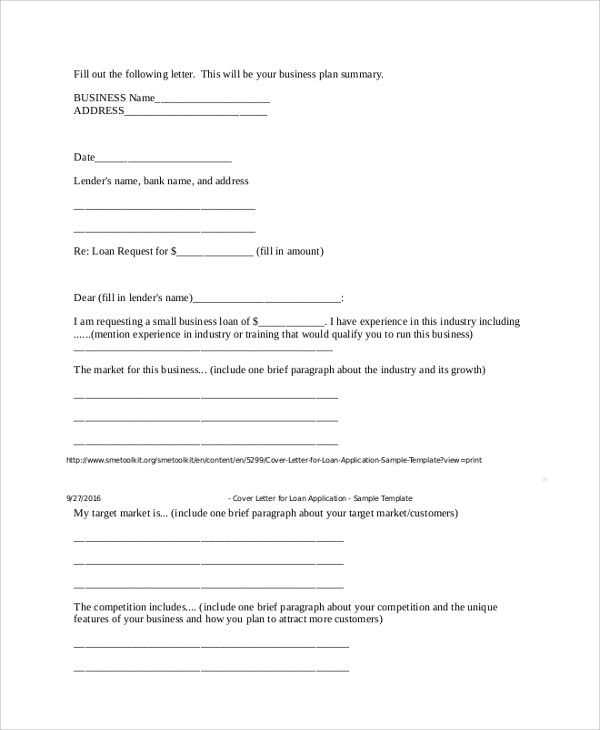 business loan letter template