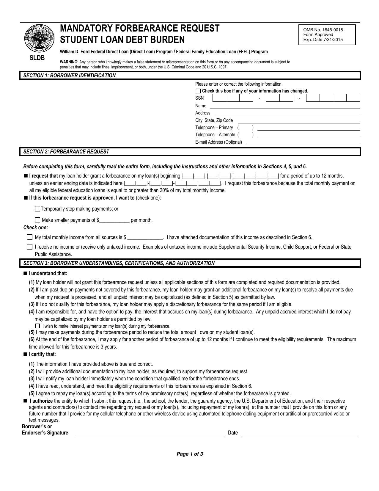 forbearance letter template