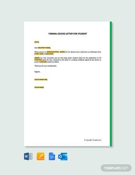 formal excuse letter template