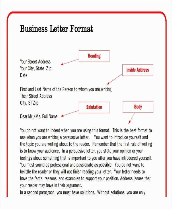 formal letter layout template