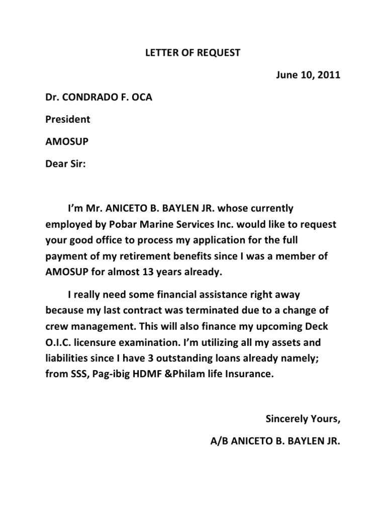 formal request letter template