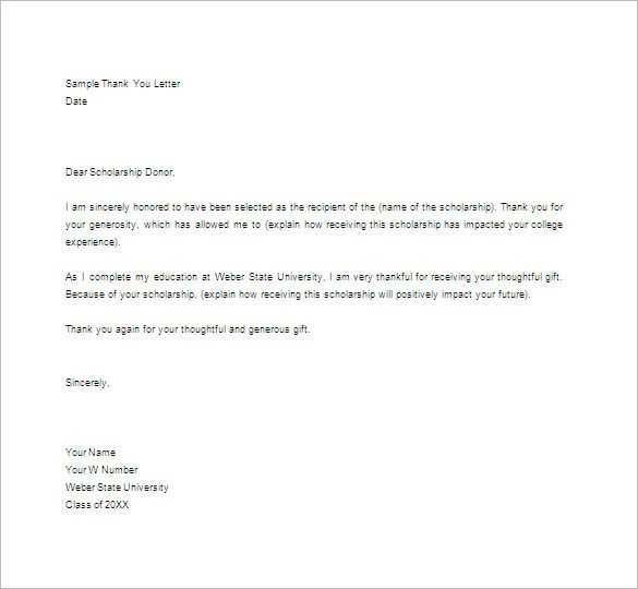 formal scholarship thank you letter template