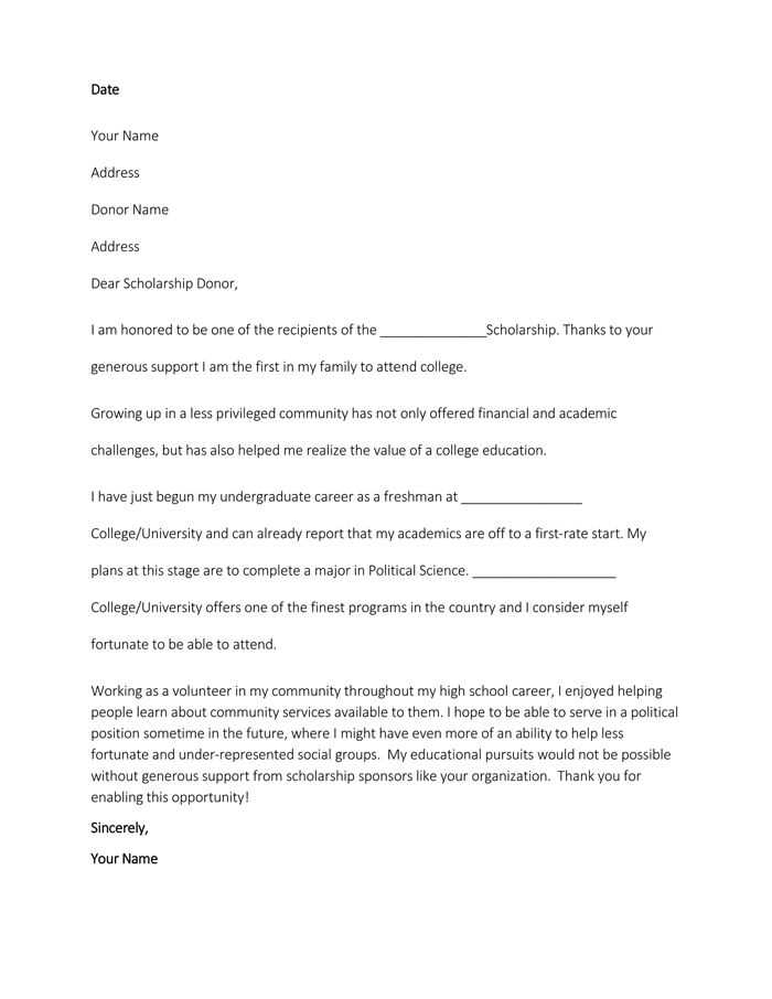 formal scholarship thank you letter template