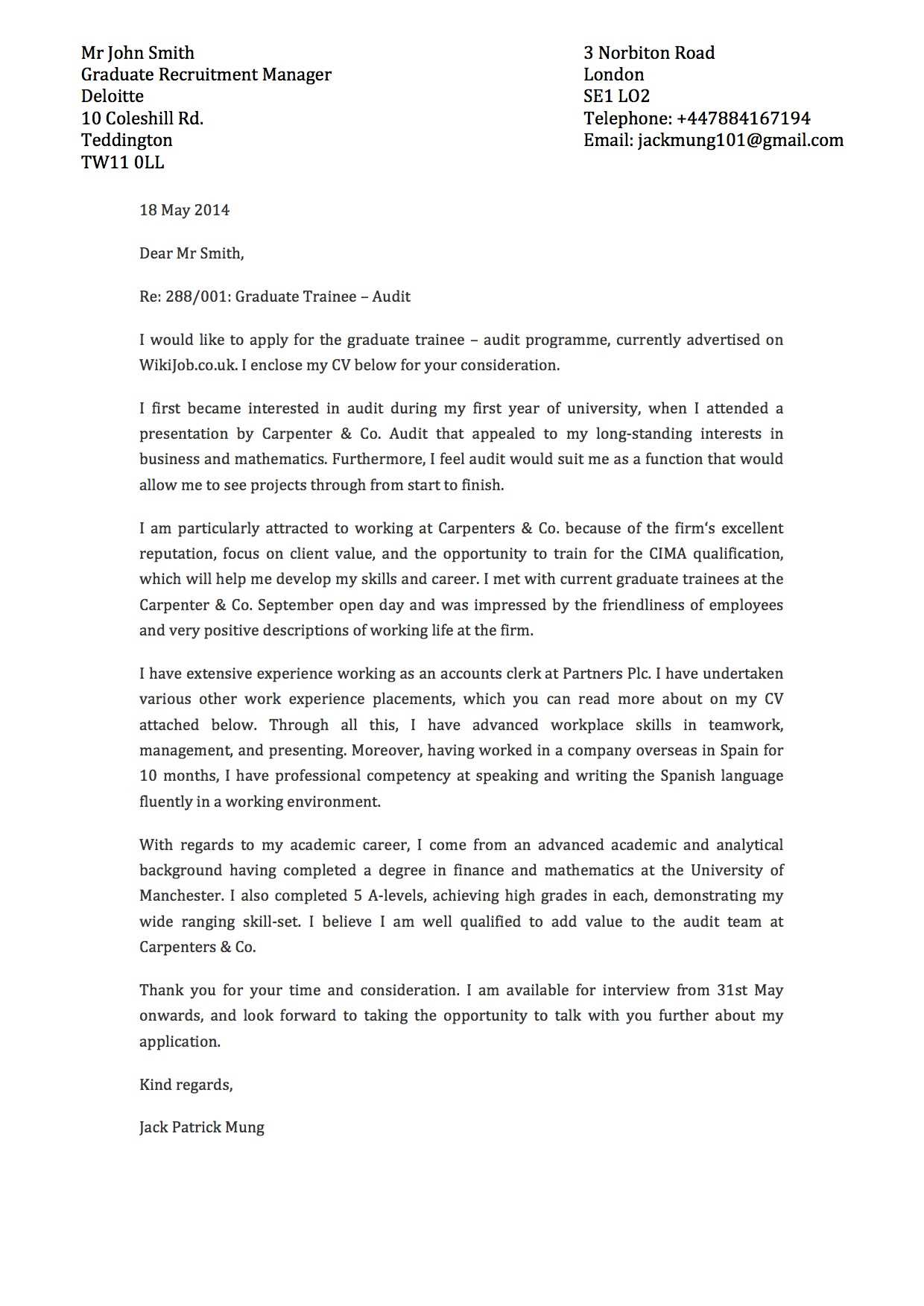 wonsulting cover letter template