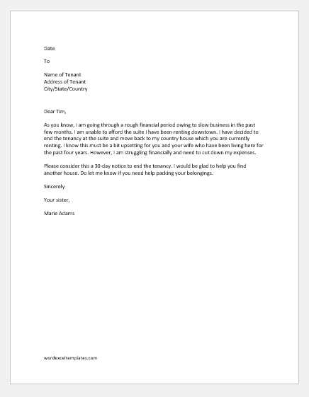 family eviction letter template