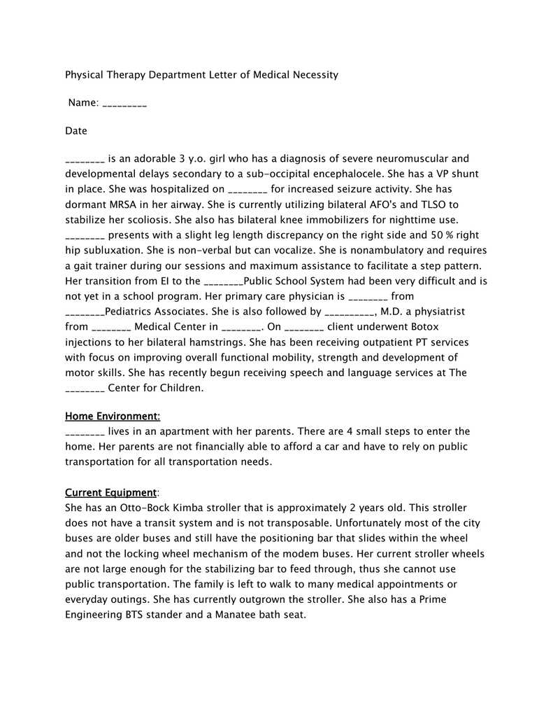 letter of medical necessity for physical therapy template