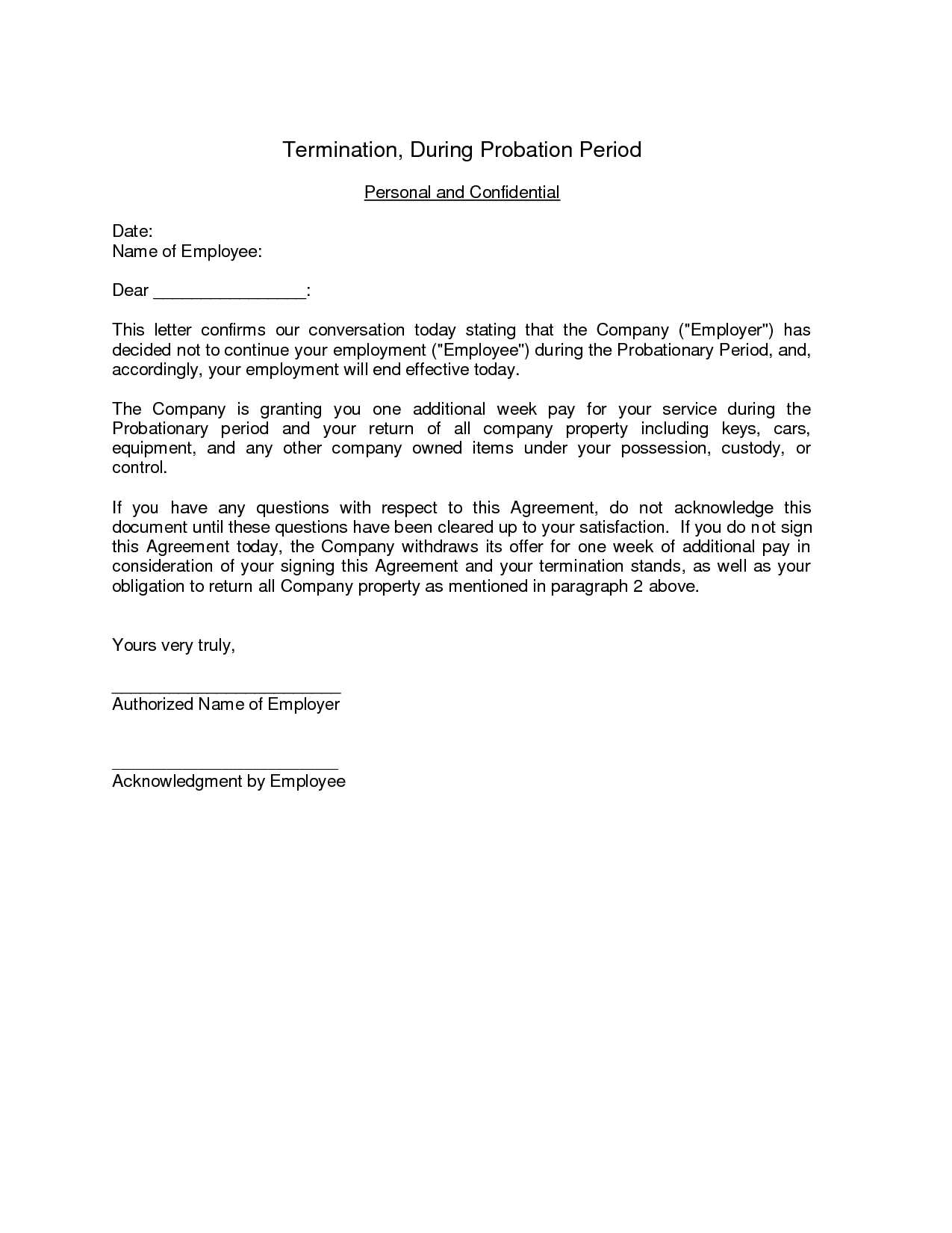 probation termination letter template