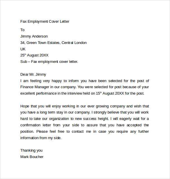 fax cover letter template word doc