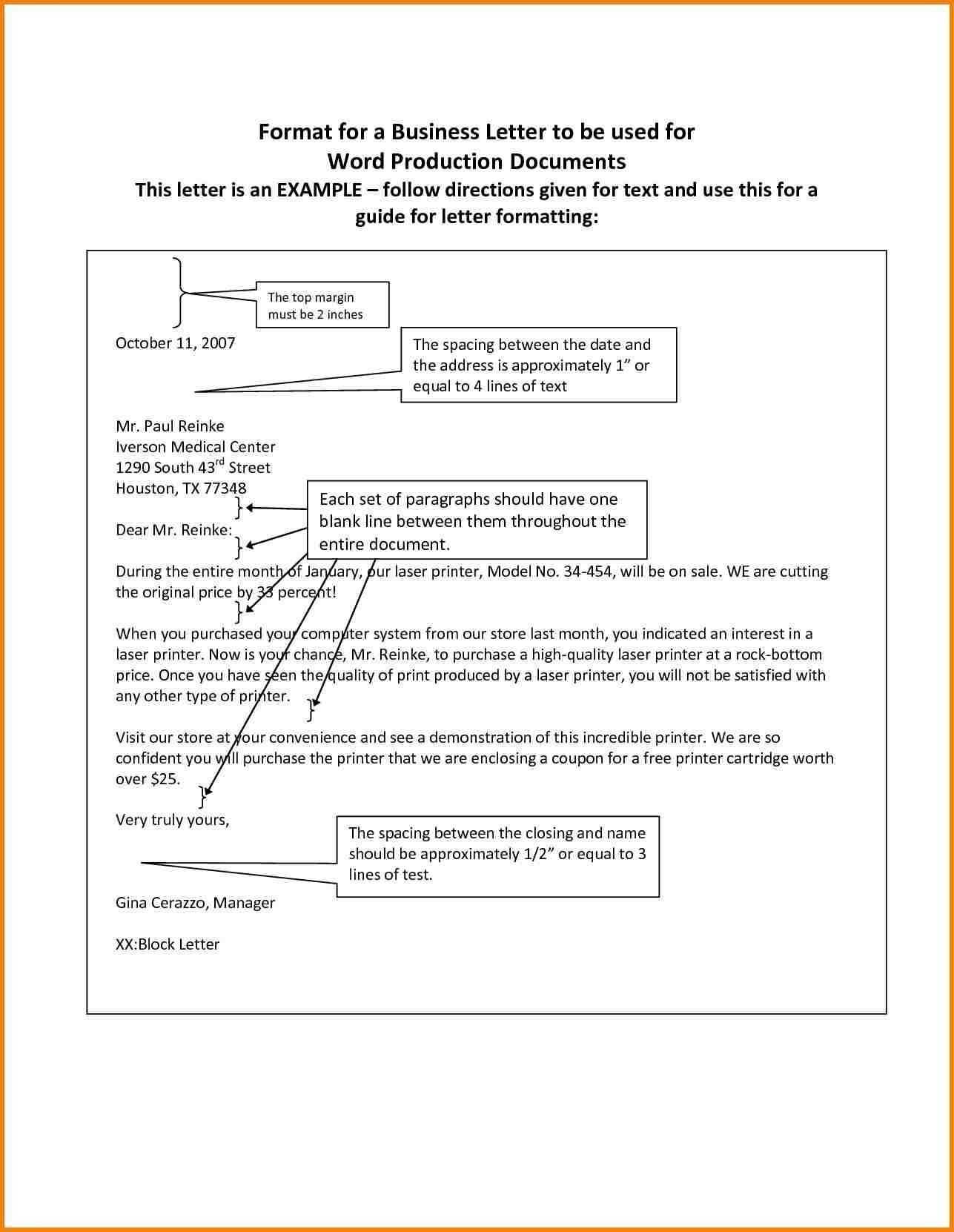 free business letter format template