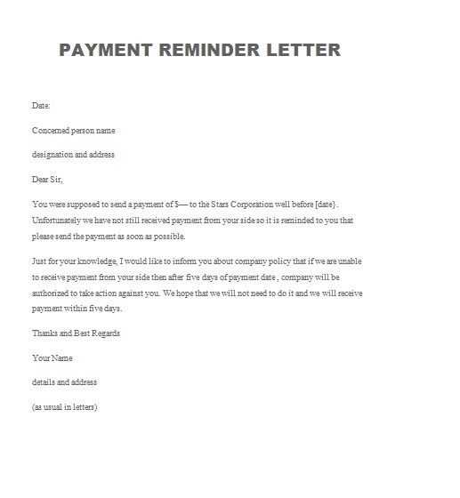 missed payment letter template