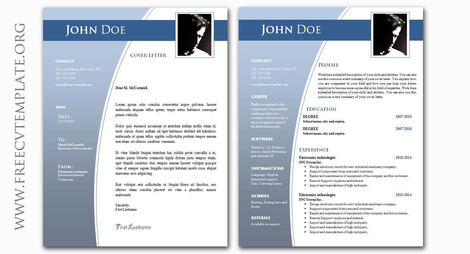 free cv and cover letter template