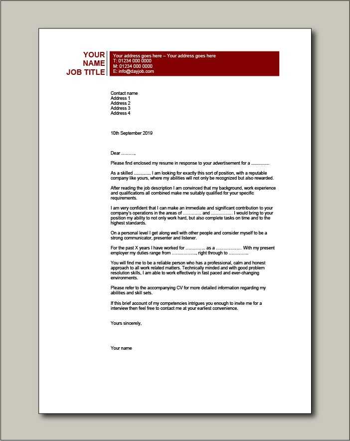 free cv cover letter template