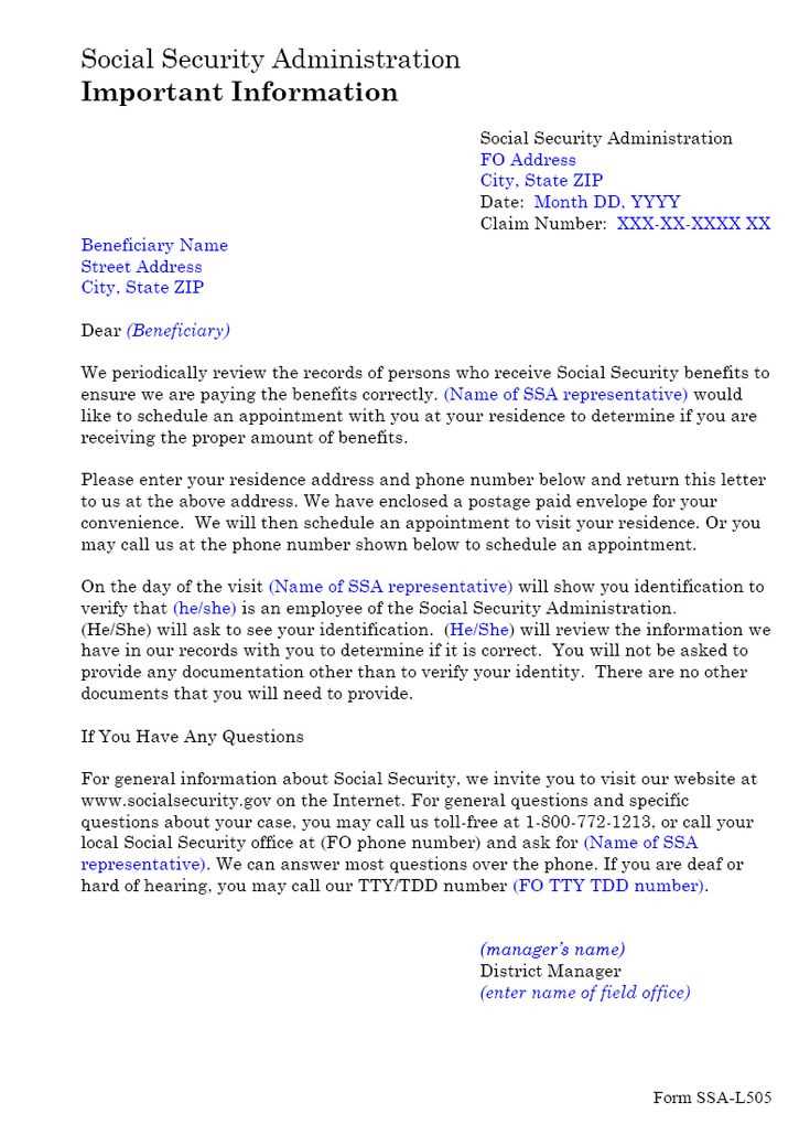 social security benefit letter template