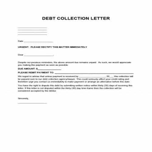 free debt collection letter template