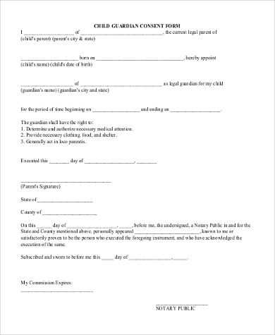 free temporary guardianship letter template