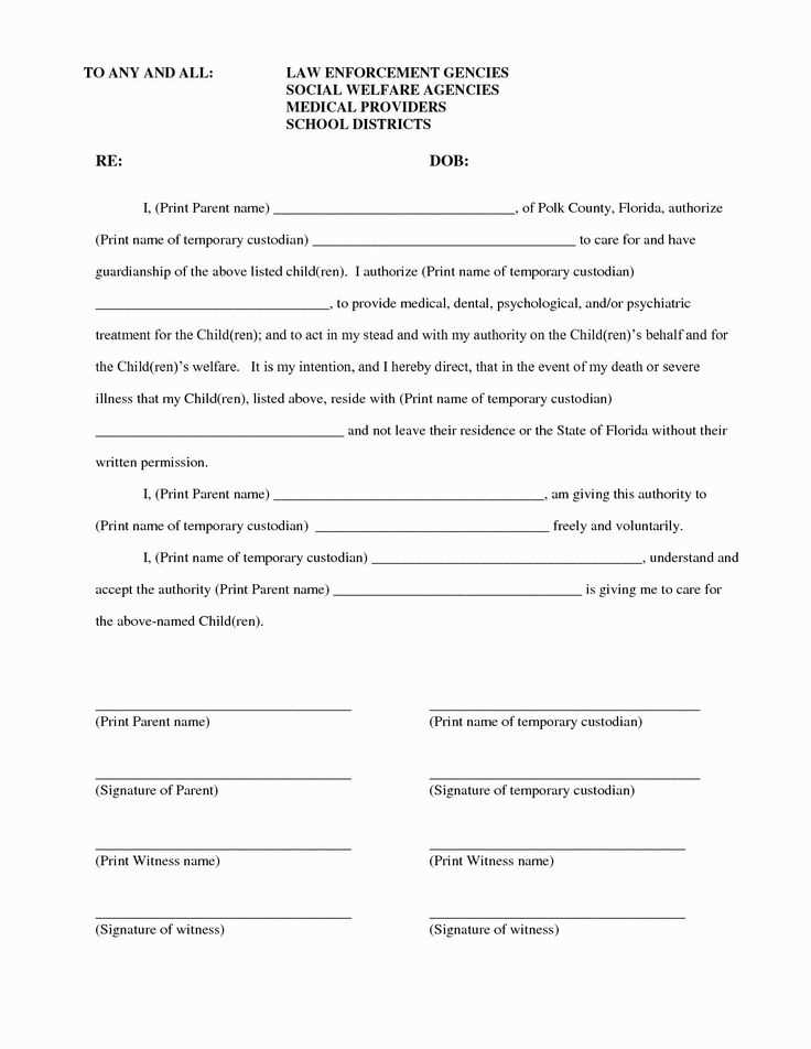 custody template letter