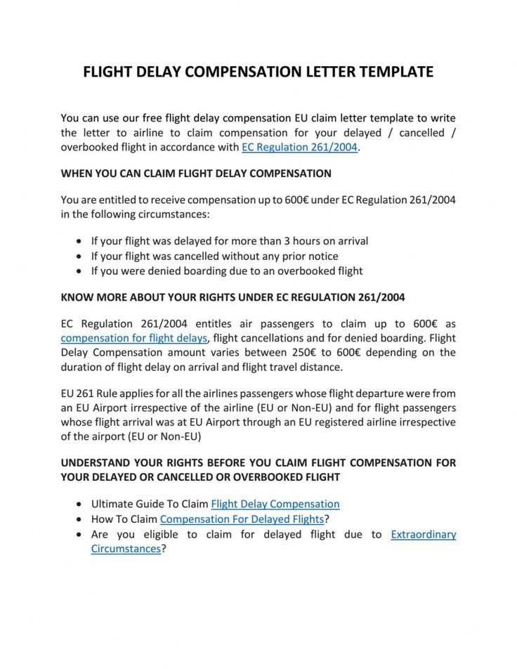 flight delay claim letter template