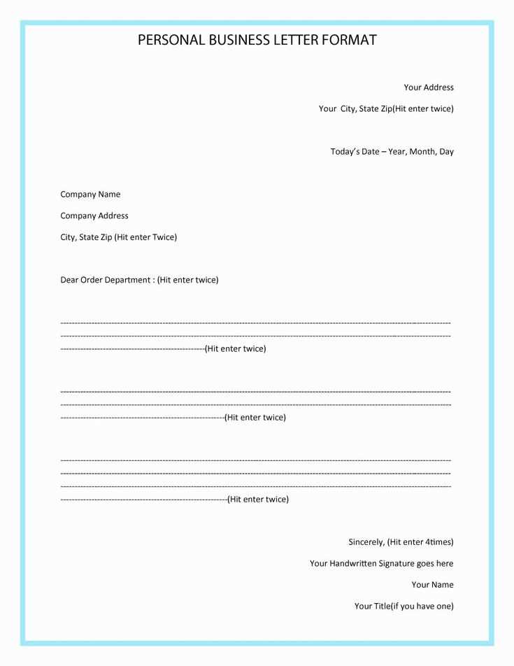 free formal letter template