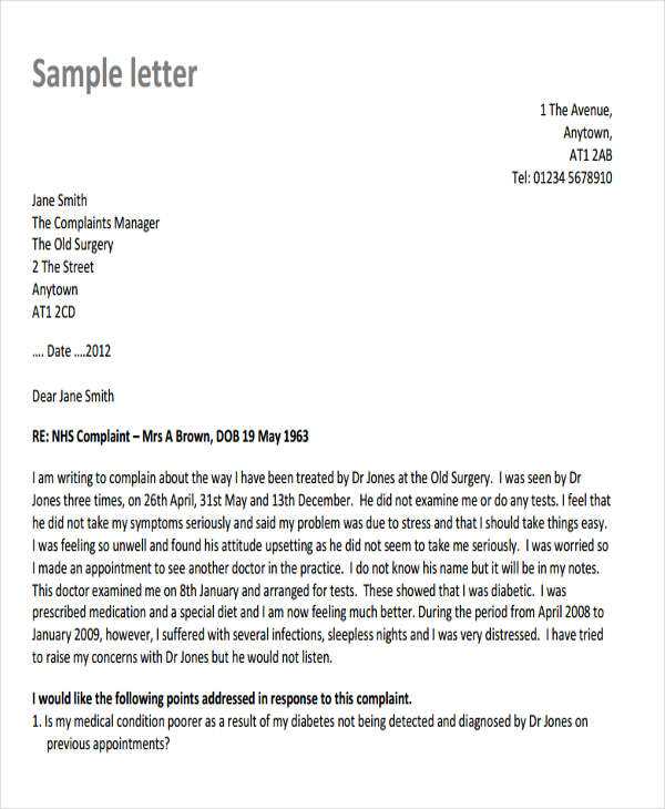 grievance letter template uk