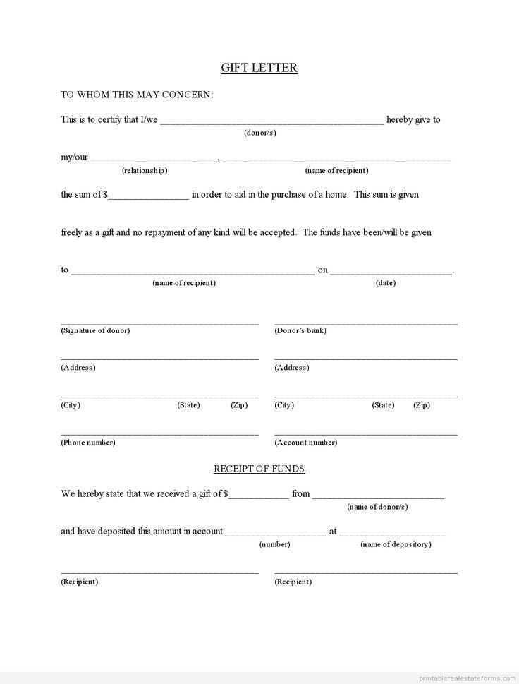 money gift letter template