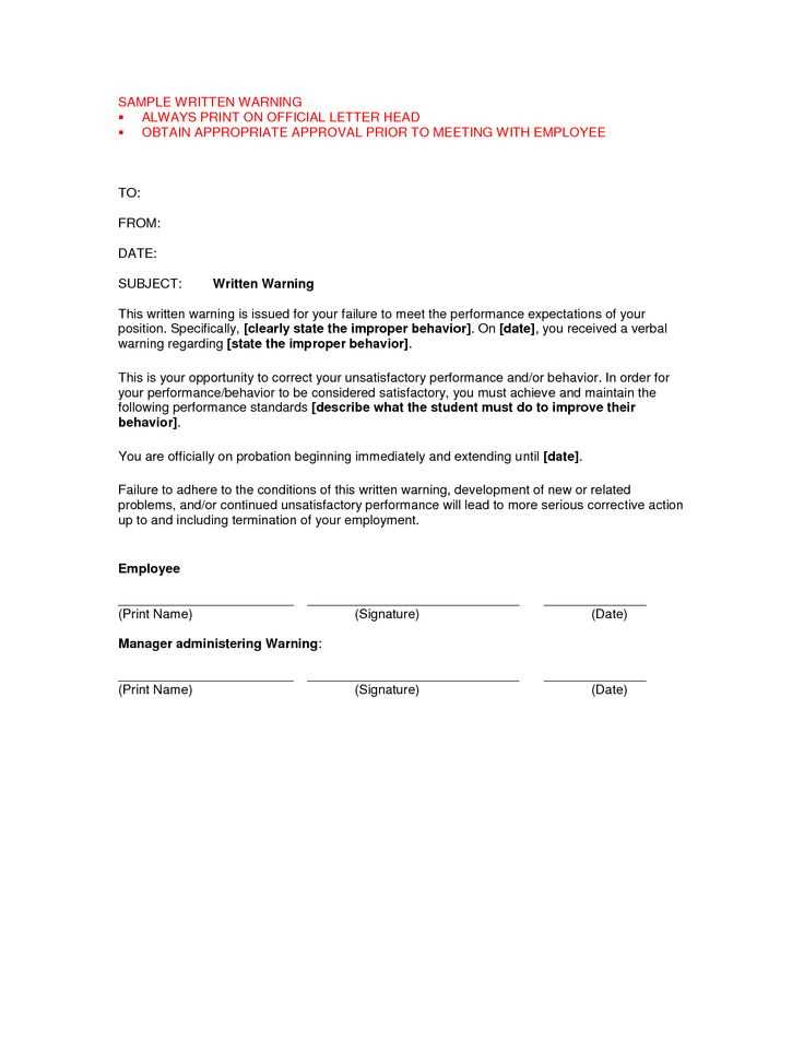 performance warning letter template